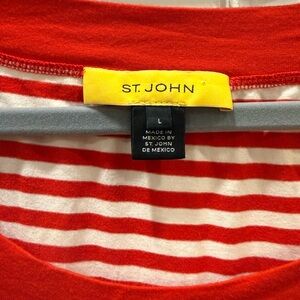 St. John Red and White Striped Crewneck Tee